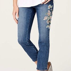 J. Jill Embroidered Denim Crop